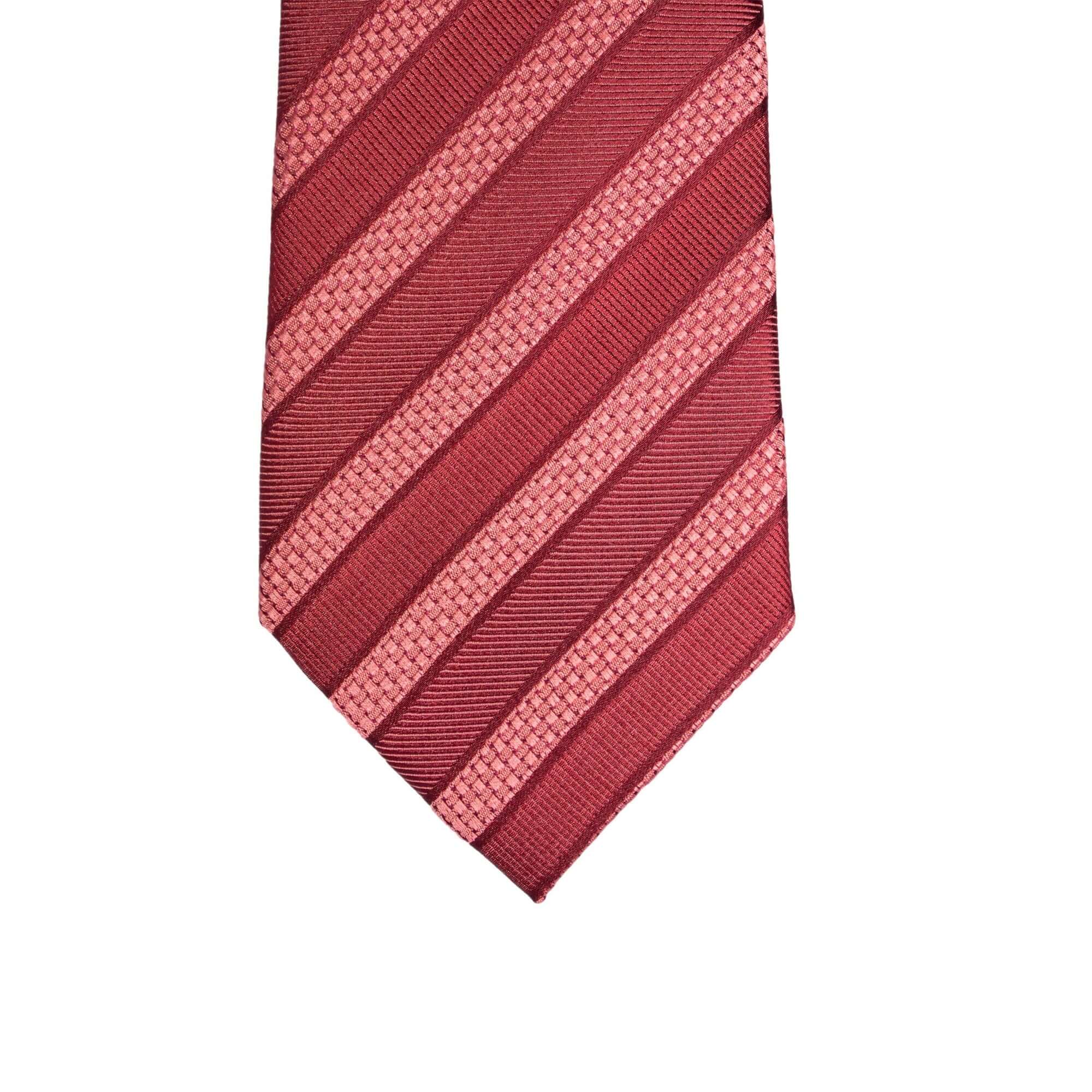8cm Woven Coral Red Striped Necktie-Cufflinks.com.sg | Neckties.com.sg