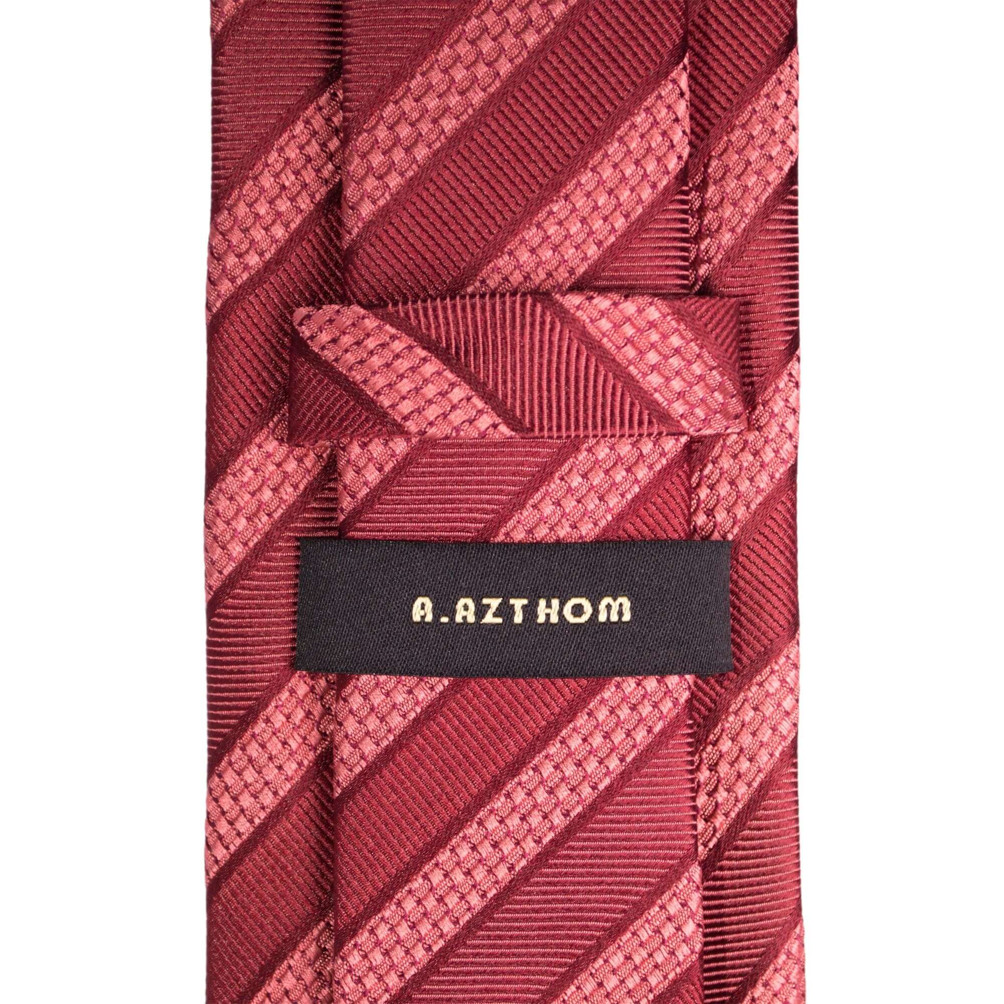 8cm Woven Coral Red Striped Necktie-Cufflinks.com.sg | Neckties.com.sg