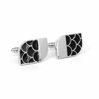 Black Fish Scale Cufflinks-Enamel cufflinks-MarZthomson-Cufflinks.com.sg