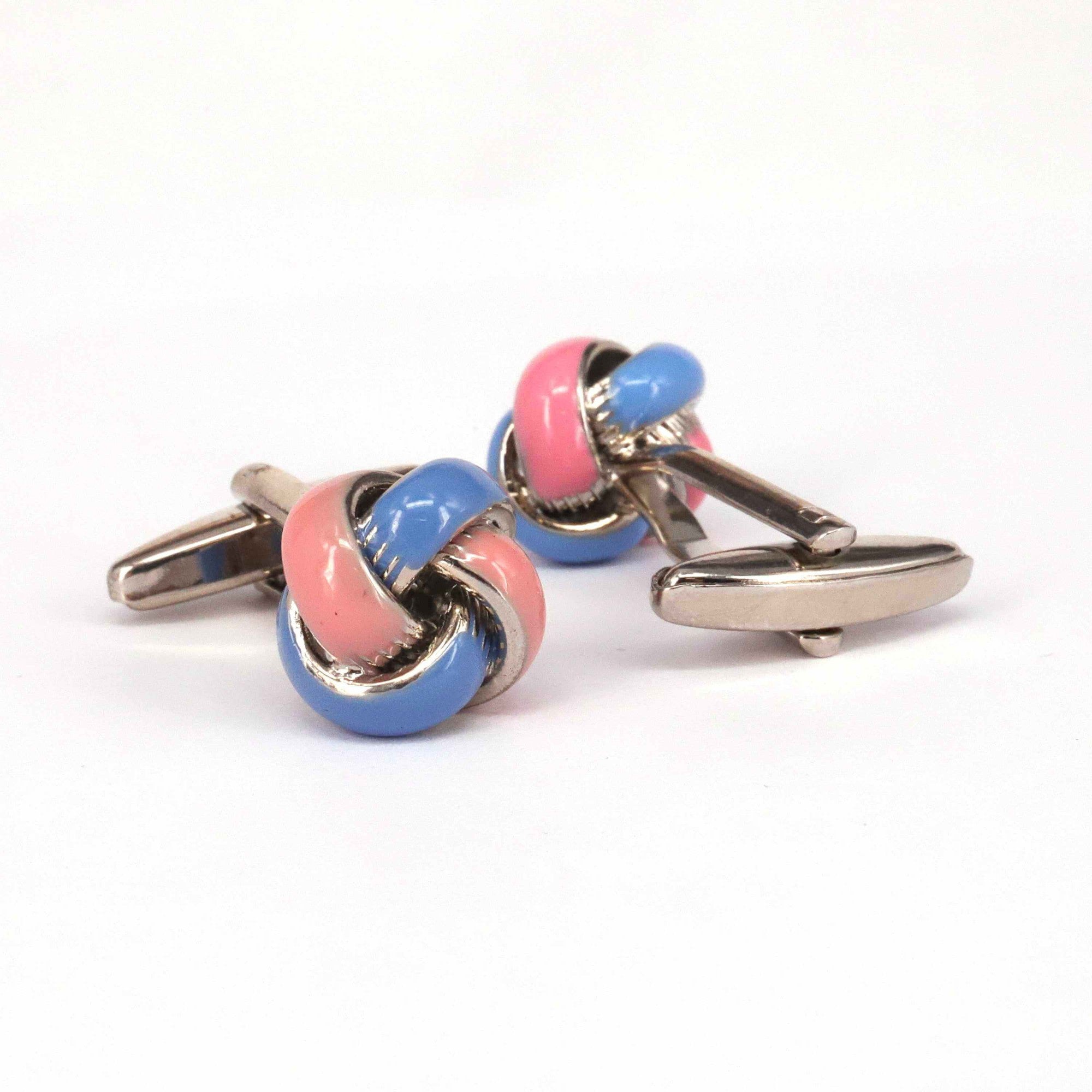 Blue- Pink Color Knot Cufflinks J-MarZthomson-Cufflinks.com.sg