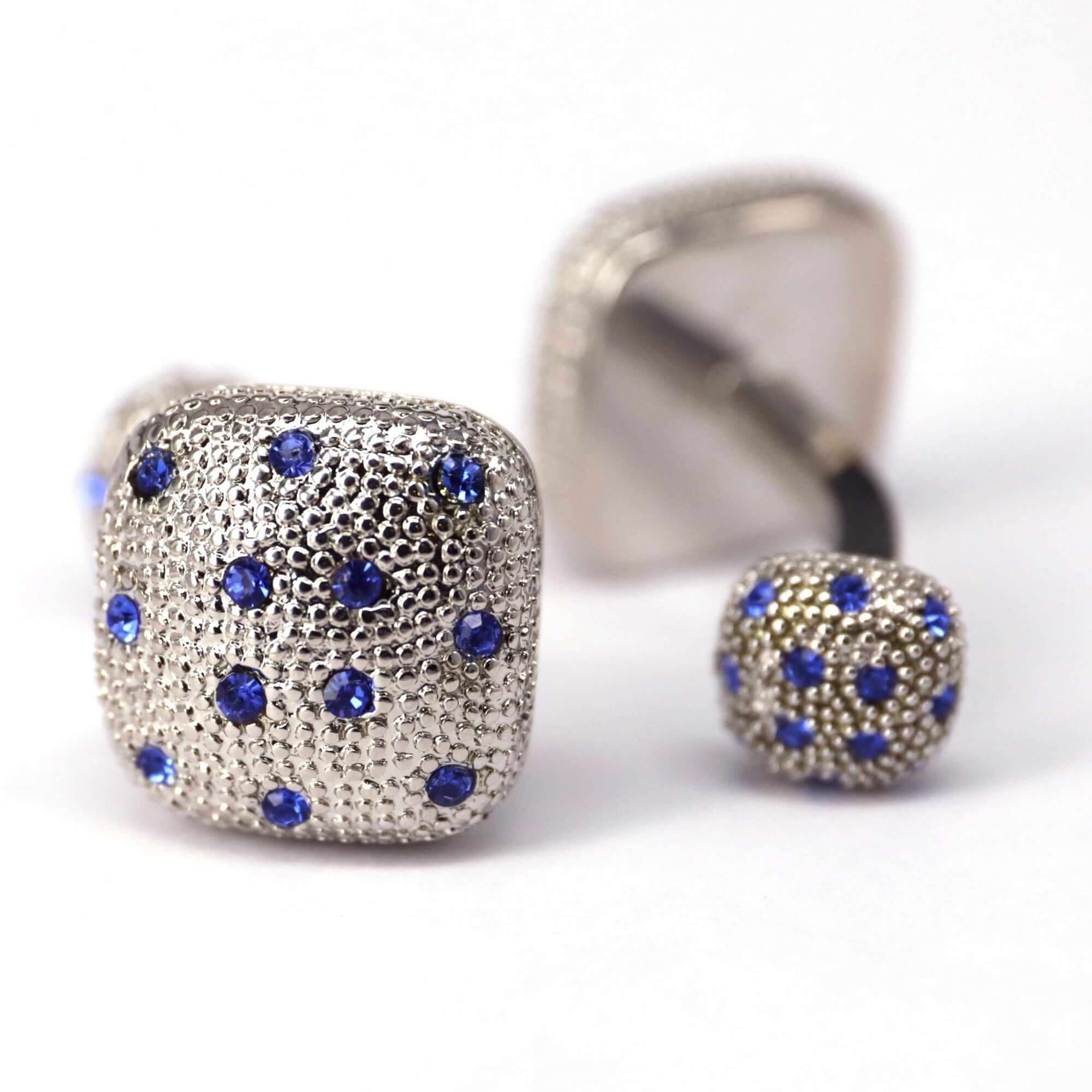 Blue Strawberry Cufflinks in Silver-Cufflinks.com.sg