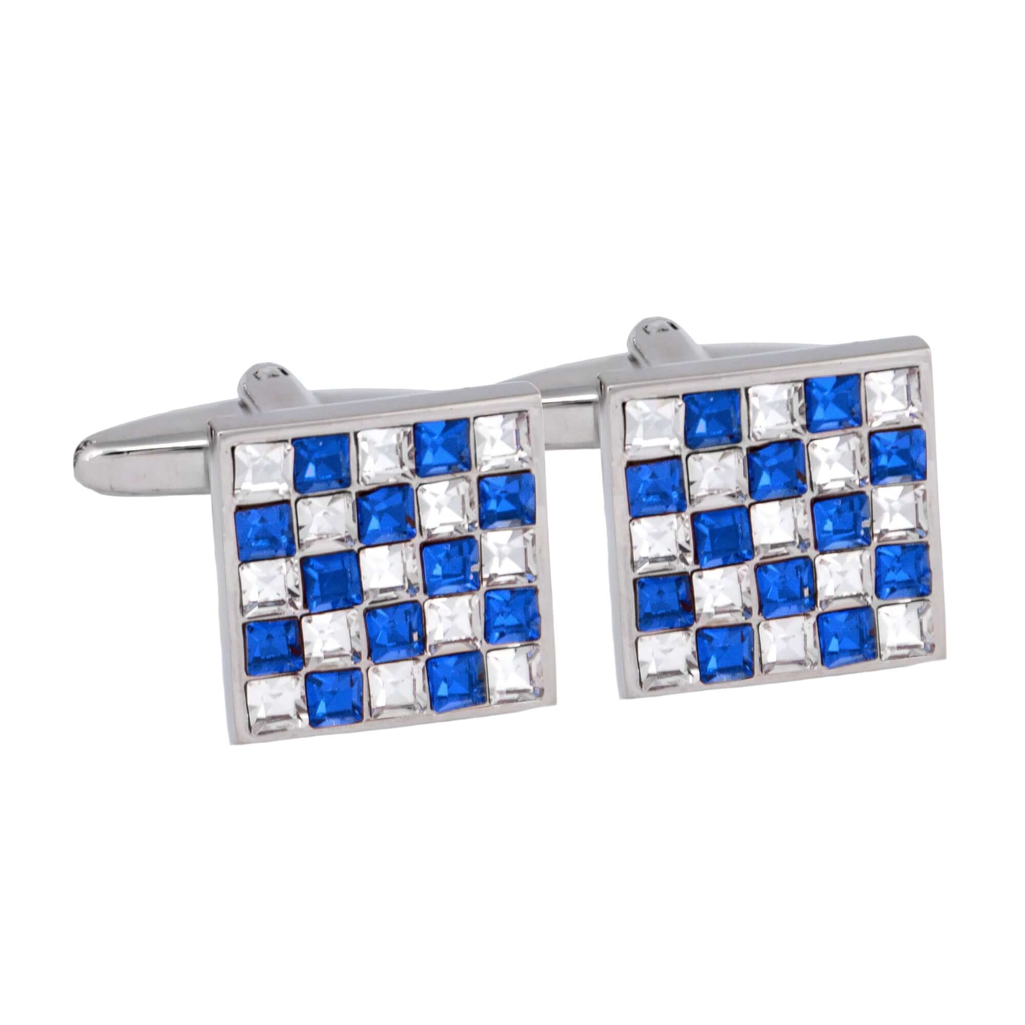 Blue and White Crystal Cufflinks F-Cufflinks.com.sg
