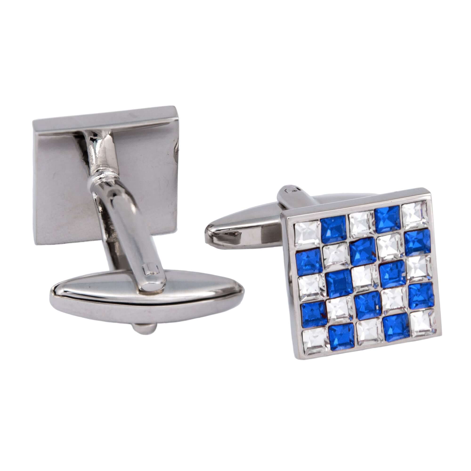 Blue and White Crystal Cufflinks F-Cufflinks.com.sg