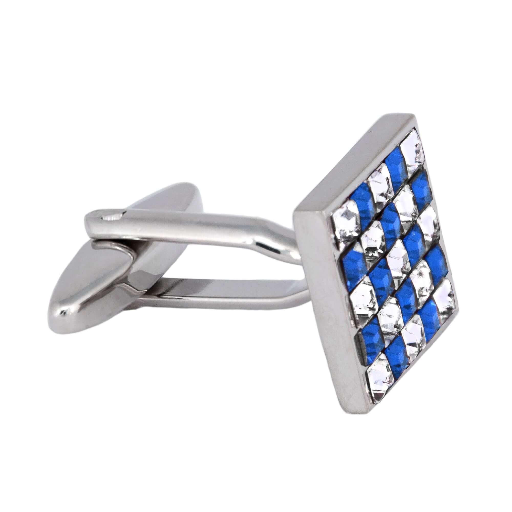 Blue and White Crystal Cufflinks F-Cufflinks.com.sg