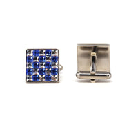 Blue and White Crystal Cufflinks F-Cufflinks.com.sg