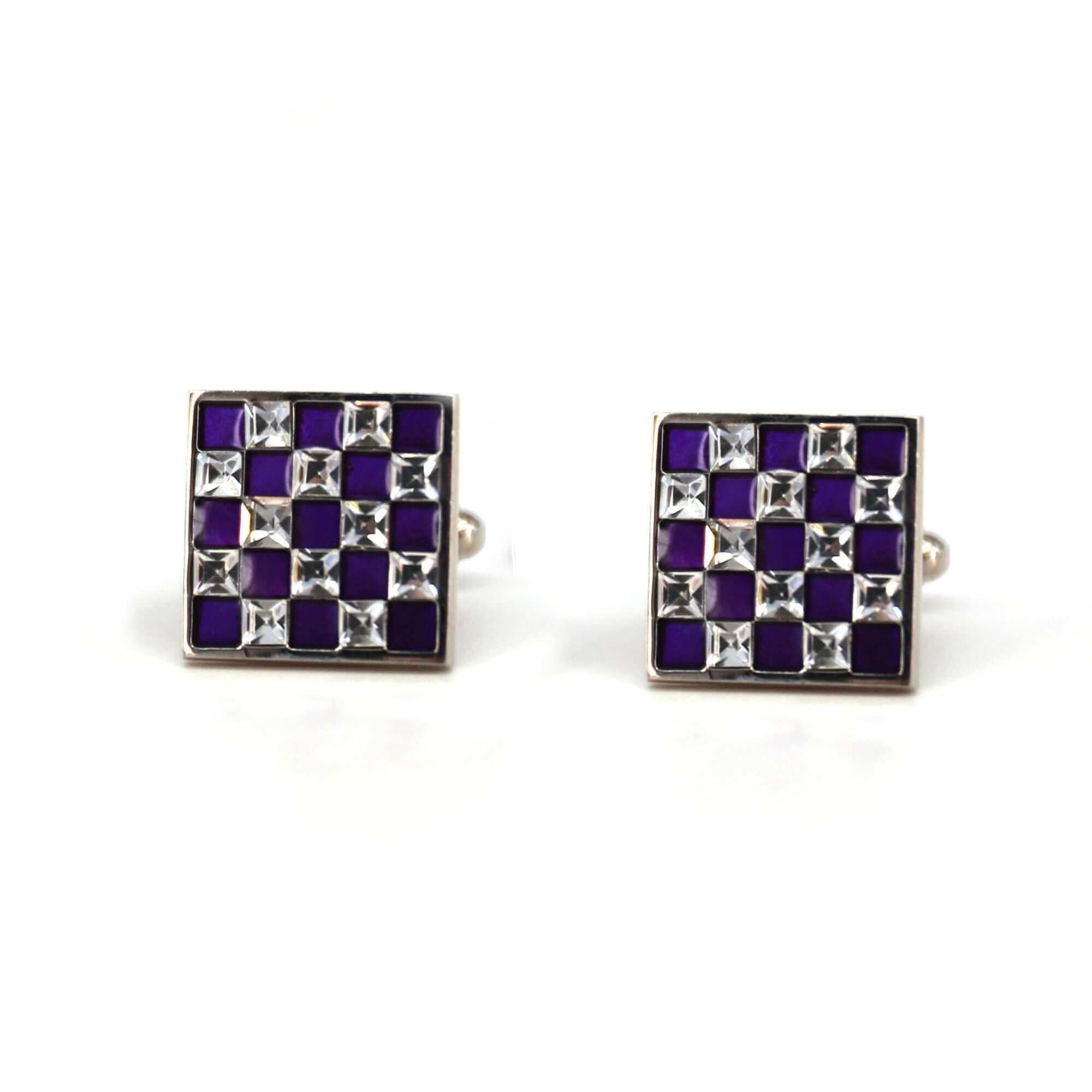 Blue and White Crystal Cufflinks F-Cufflinks.com.sg