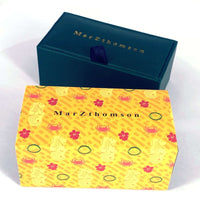 Botanic Series - Round Gold Butterfly Cufflinks in Dark Blue-MarZthomson-Cufflinks.com.sg