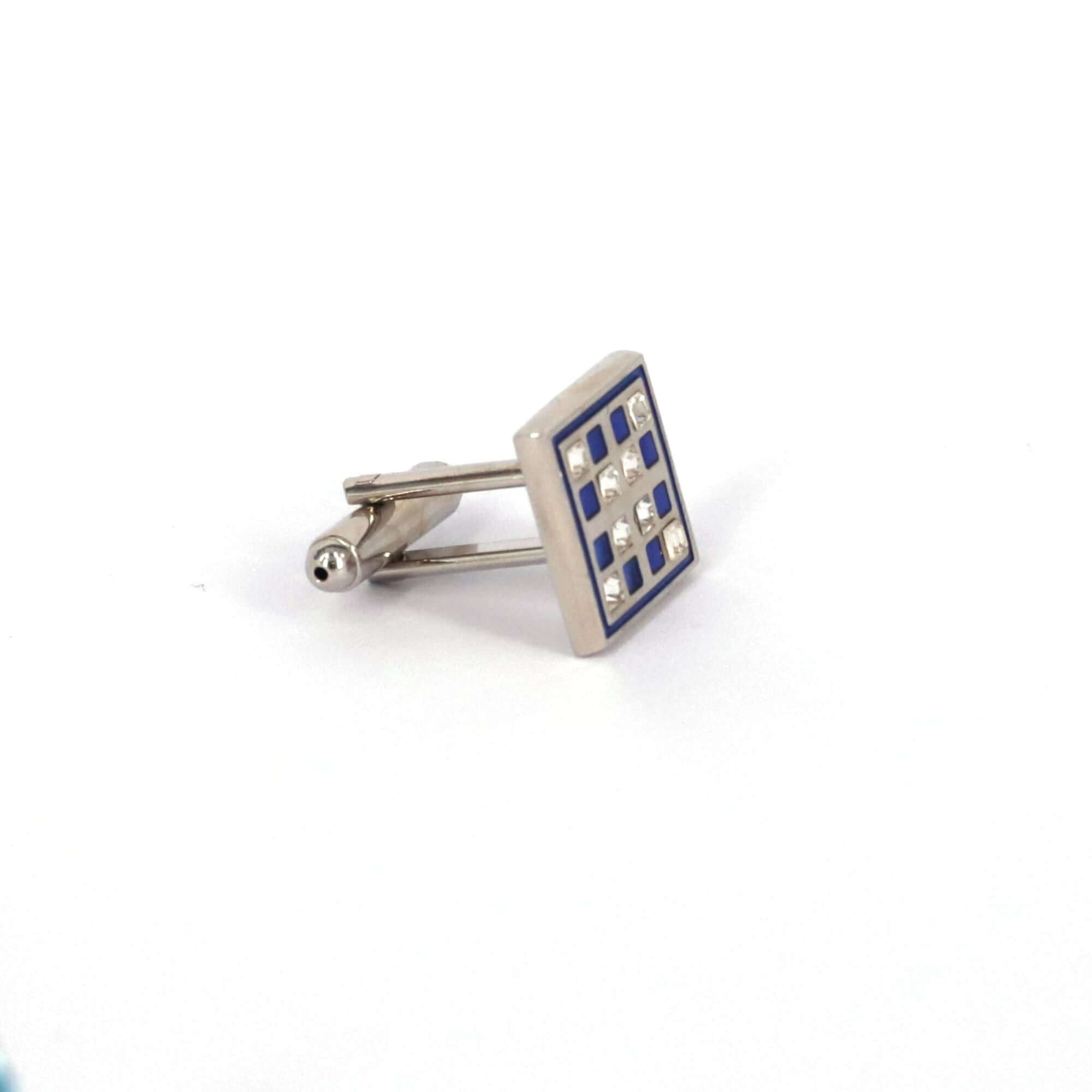 Checkerboard Blue and Black Cufflinks-Cufflinks.com.sg