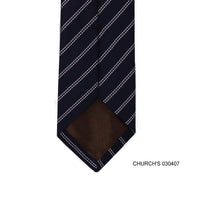 Church's woven white dot stripe with dark Navy background-Neckties-Church's-Cufflinks.com.sg