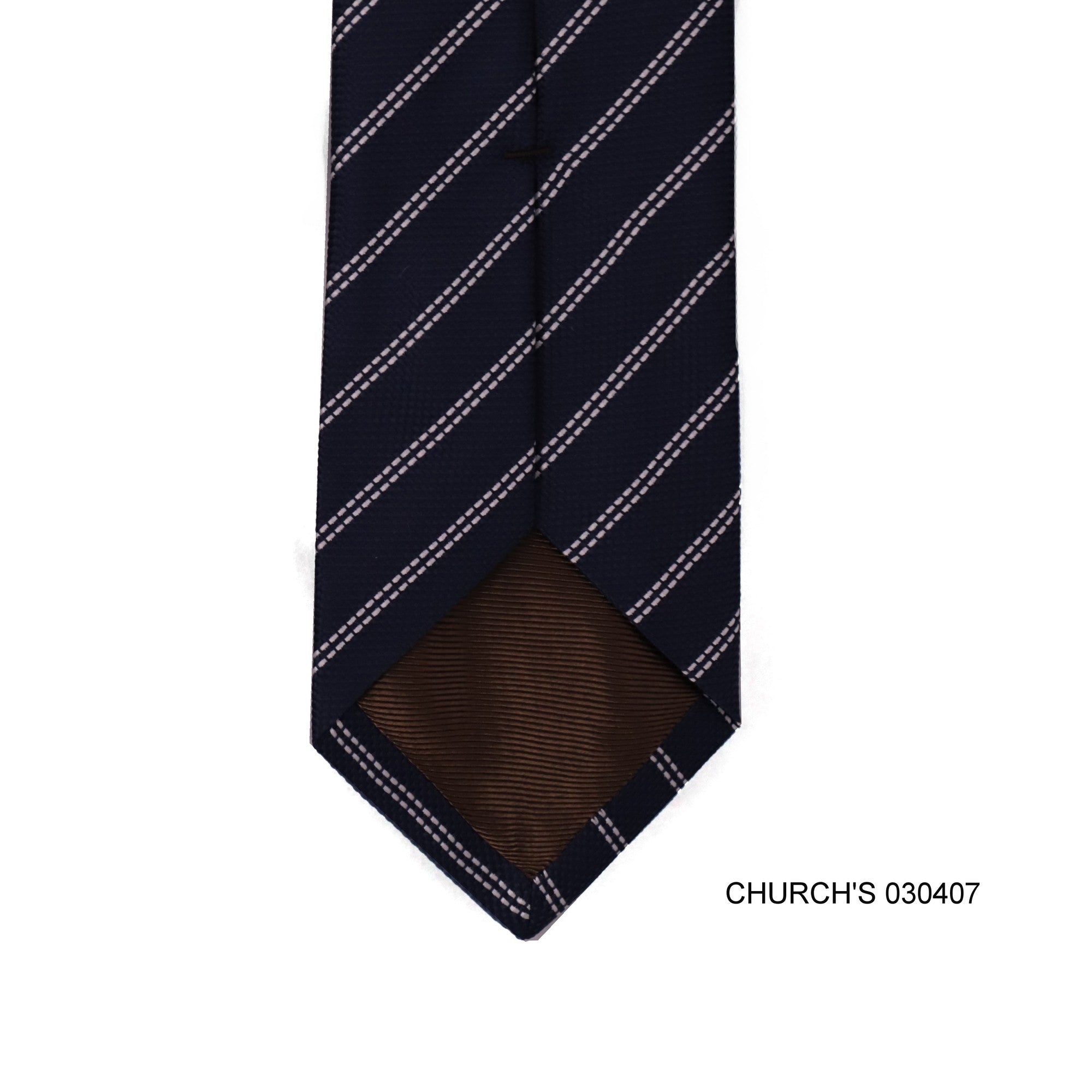 Church's woven white dot stripe with dark Navy background-Neckties-Church's-Cufflinks.com.sg