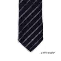 Church's woven white dot stripe with dark Navy background-Neckties-Church's-Cufflinks.com.sg