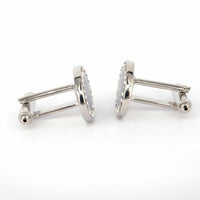 Classic Oval Black With Crystal Cufflinks-Classic Cufflinks-MarZthomson-Cufflinks.com.sg