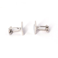 Classic Rectangle Silver Cufflinks with Detailing-Cufflinks.com.sg