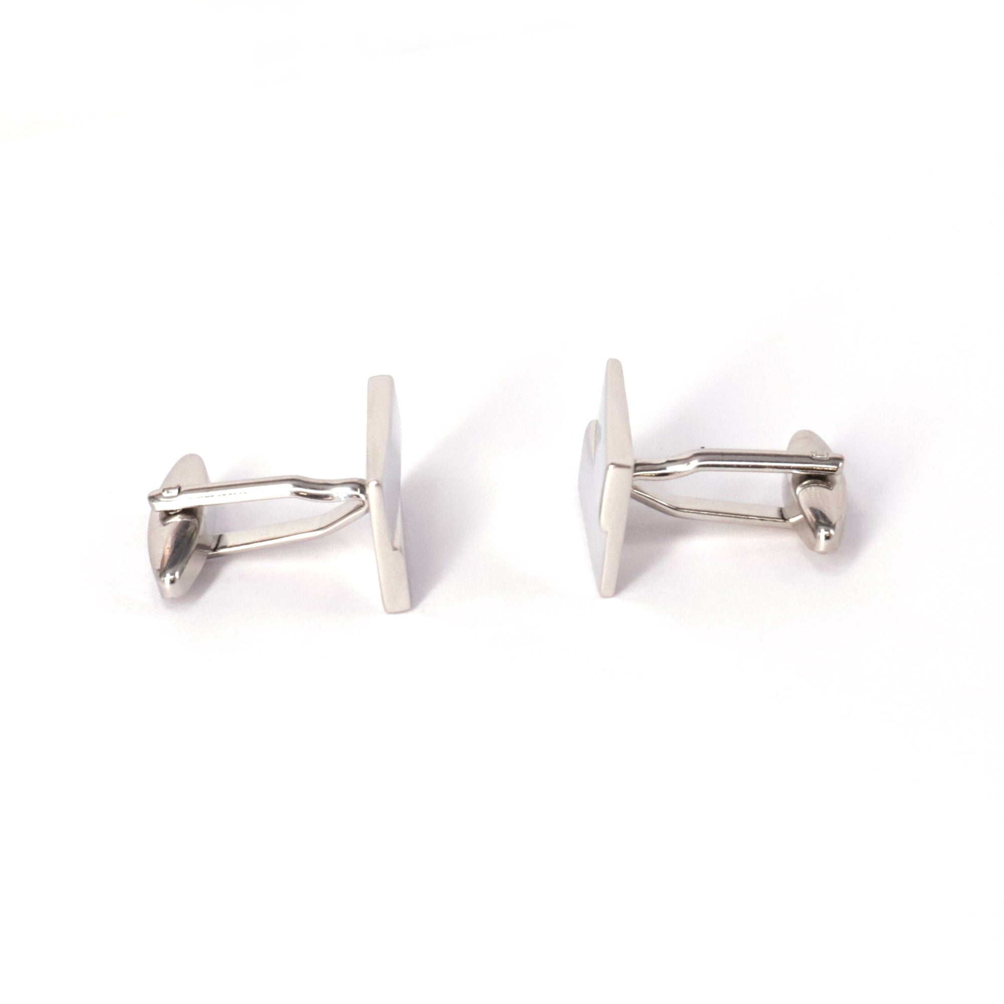 Classic Rectangle Silver Cufflinks with Detailing-Cufflinks.com.sg
