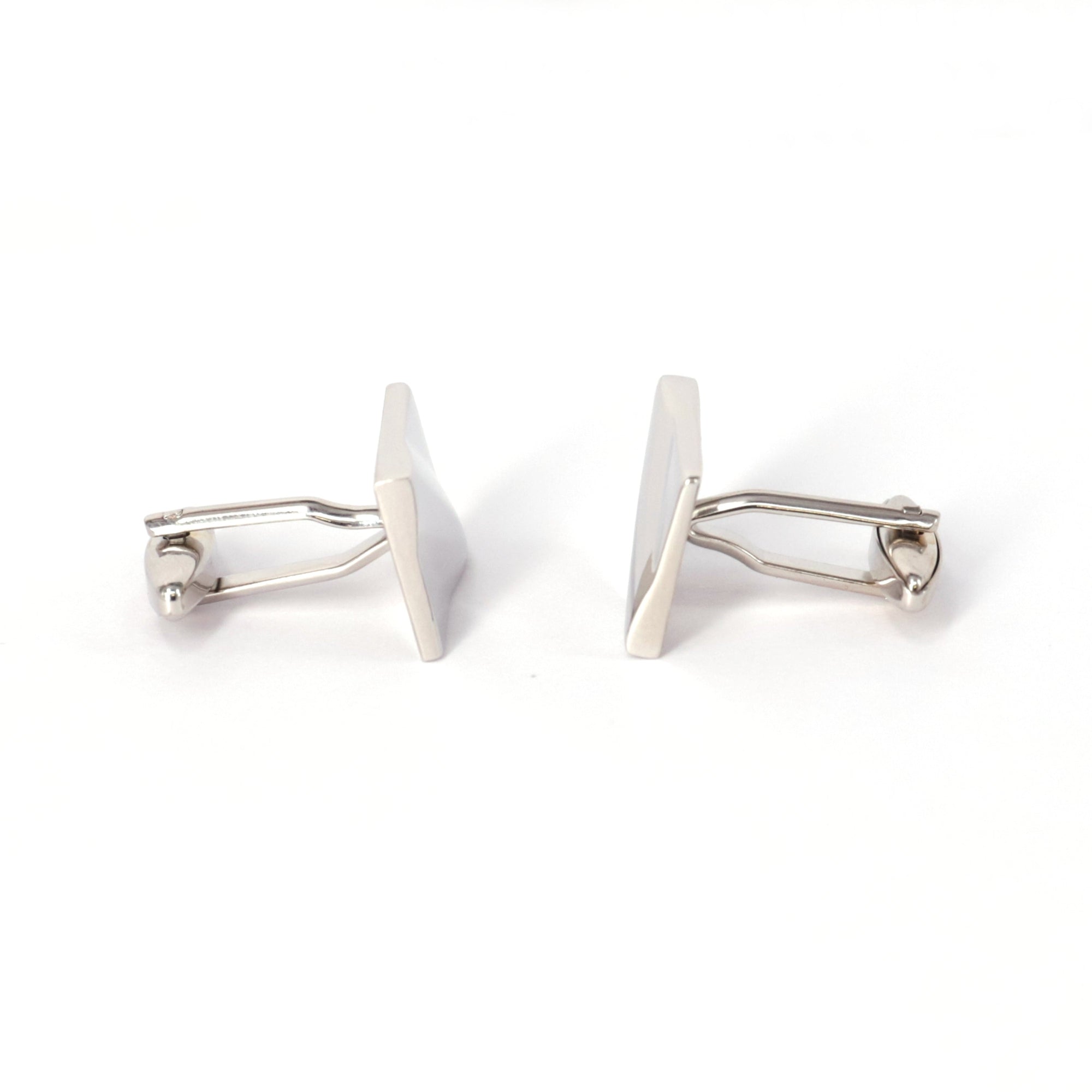 Classic Rectangle Silver Cufflinks with Detailing-Cufflinks.com.sg