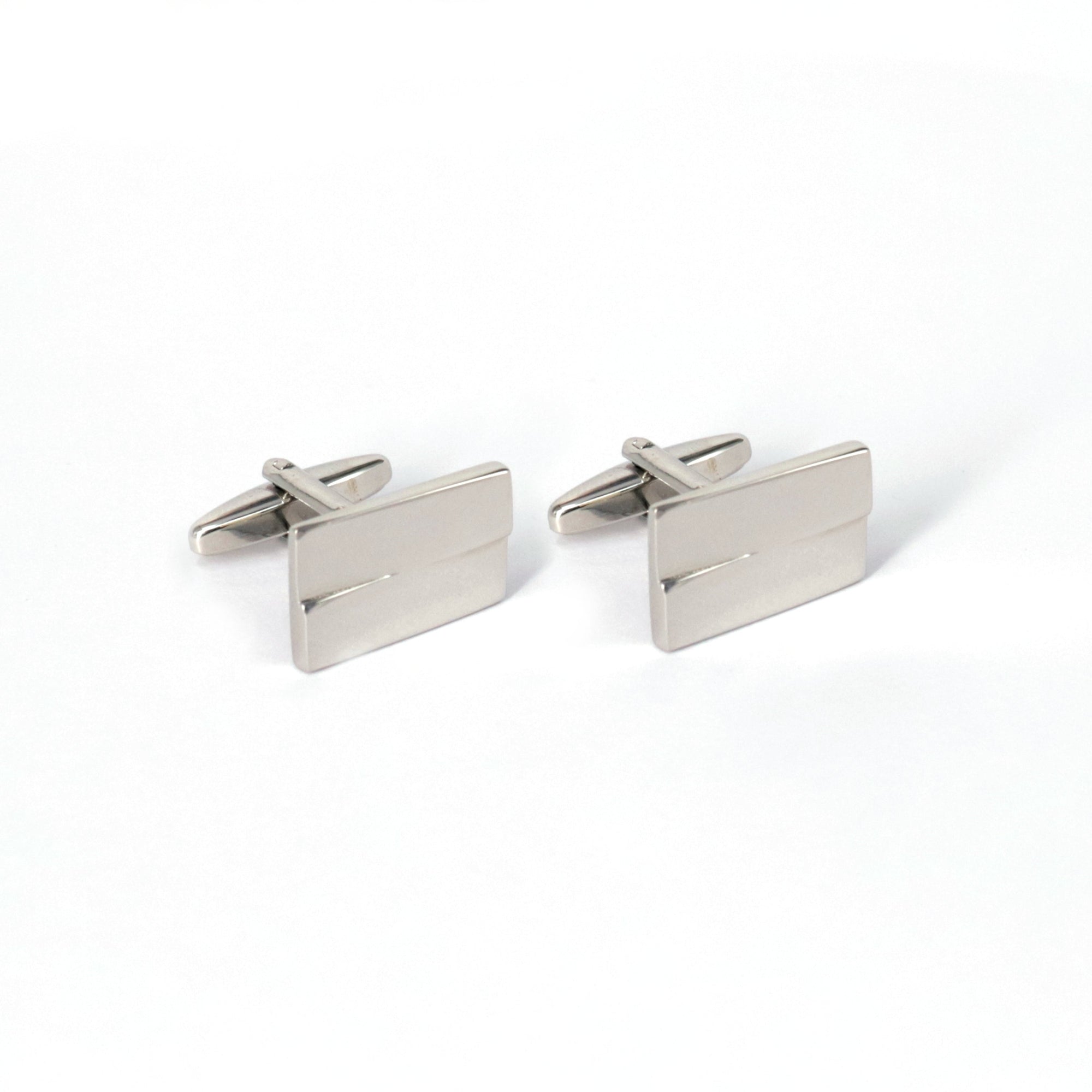 Classic Rectangle Silver Cufflinks with Detailing-Cufflinks.com.sg