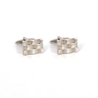 Classic Rectangle Silver Cufflinks with Detailing-Cufflinks.com.sg