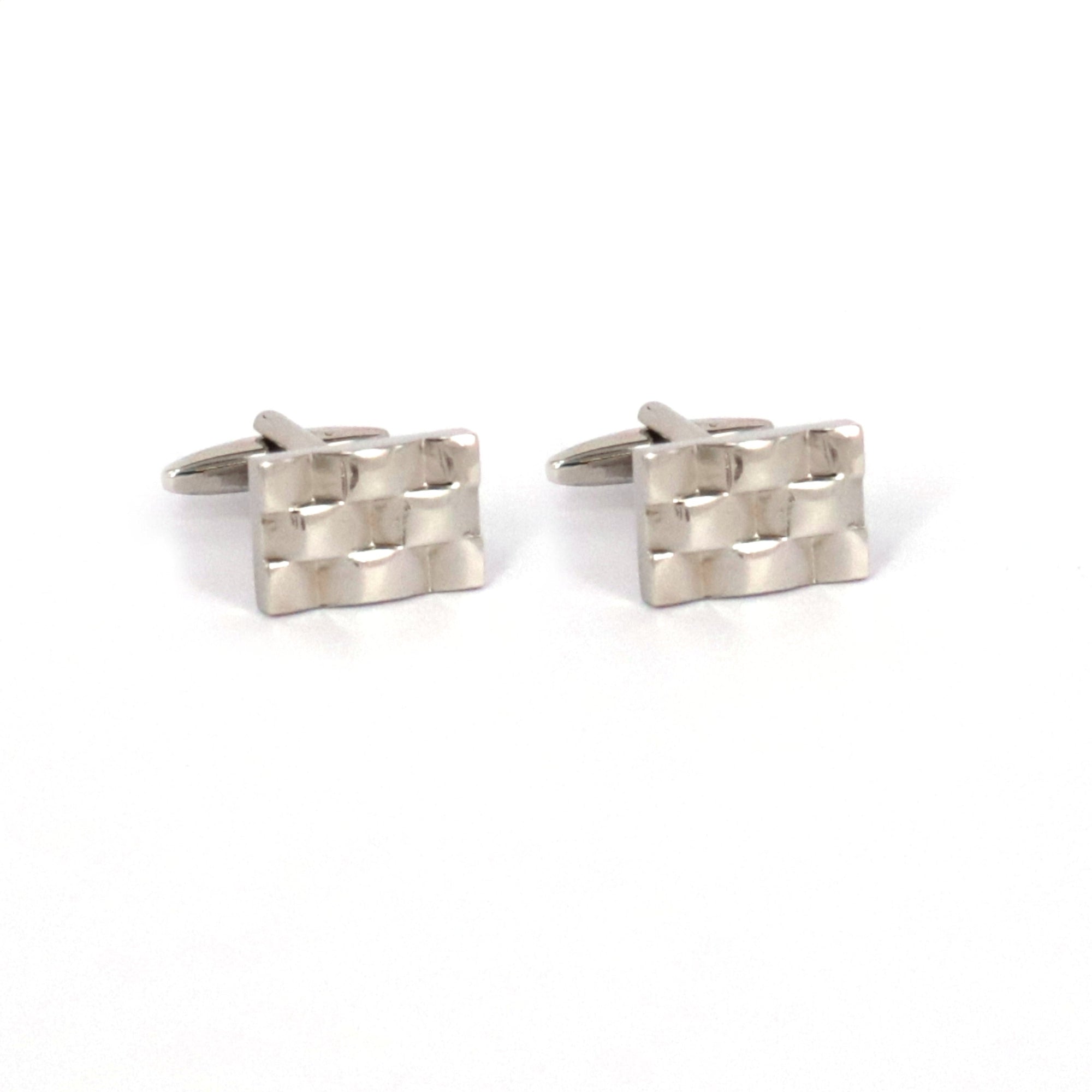 Classic Rectangle Silver Cufflinks with Detailing-Cufflinks.com.sg