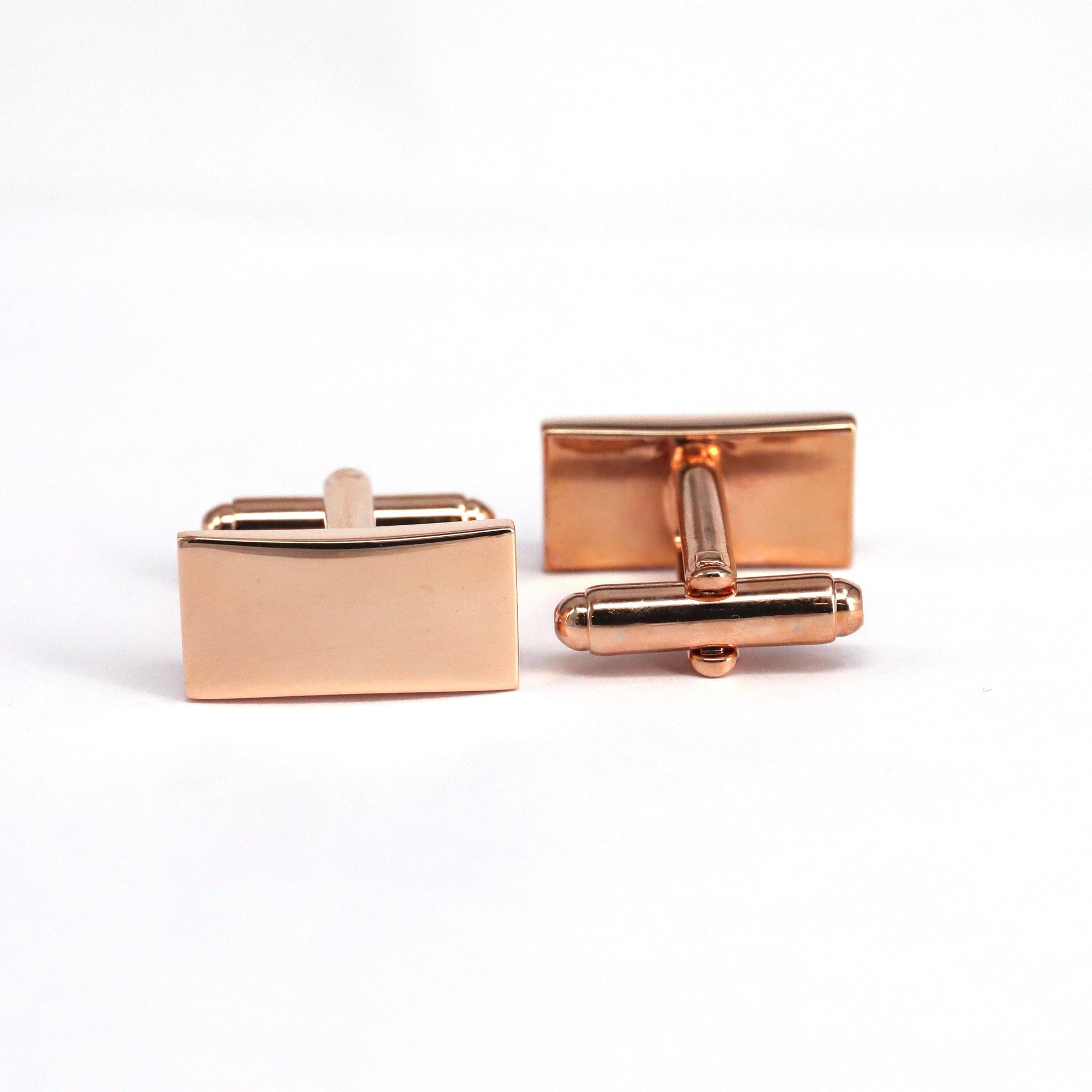 Classic Rose Gold Plain Rectangle Cufflinks M-Cufflinks.com.sg