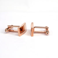 Classic Rose Gold Plain Rectangle Cufflinks M-Cufflinks.com.sg