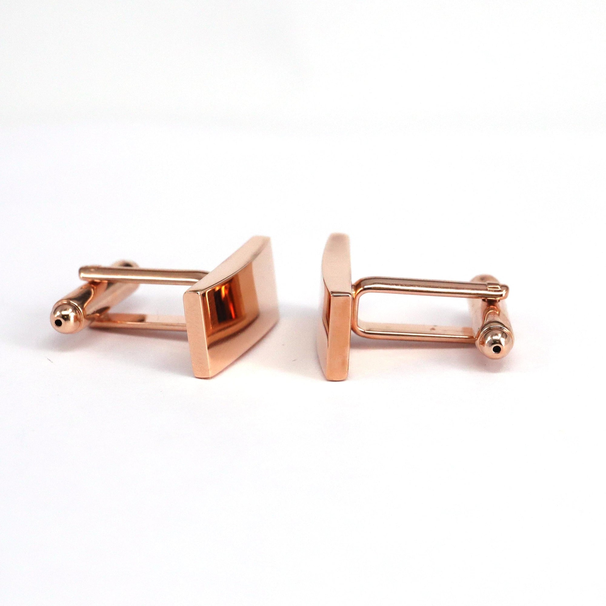 Classic Rose Gold Plain Rectangle Cufflinks M-Cufflinks.com.sg