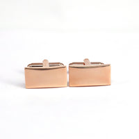 Classic Rose Gold Plain Rectangle Cufflinks M-Cufflinks.com.sg