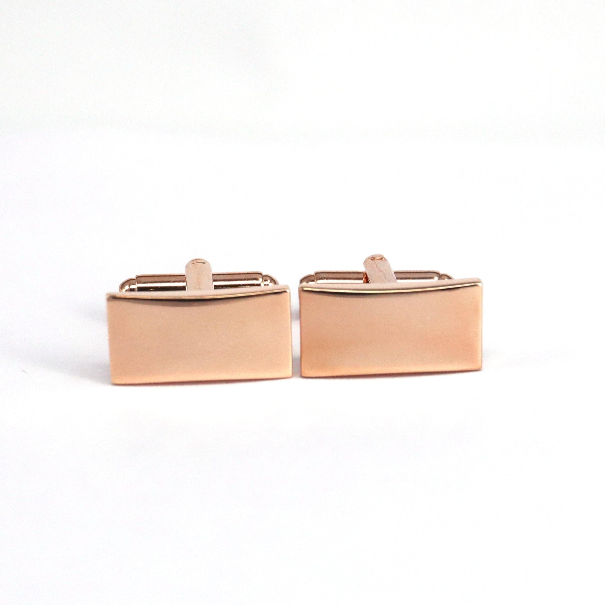 Classic Rose Gold Plain Rectangle Cufflinks M-Cufflinks.com.sg
