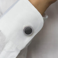 Classic Round Black Button Cover Cufflinks-Cufflinks.com.sg