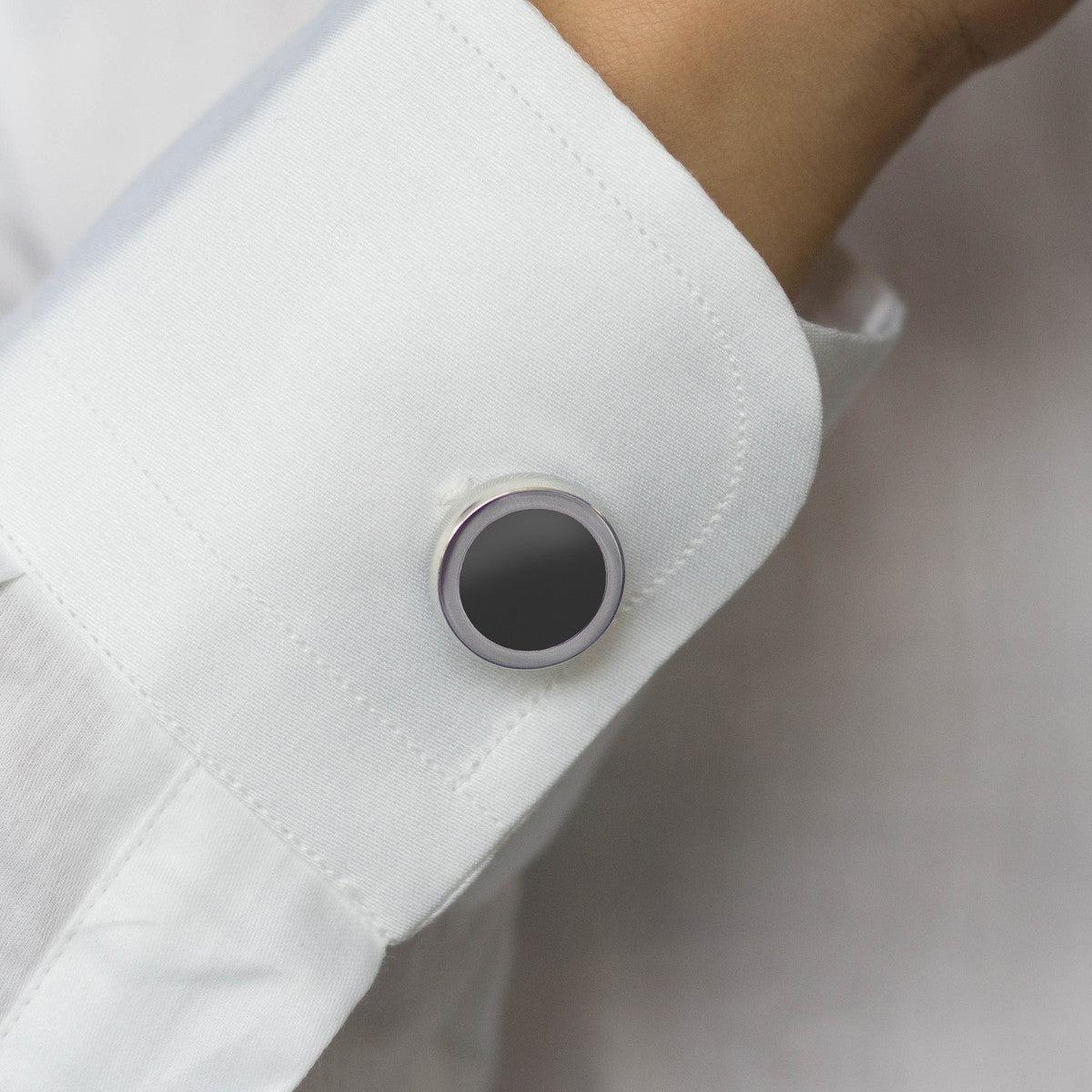 Classic Round Black Button Cover Cufflinks-Cufflinks.com.sg