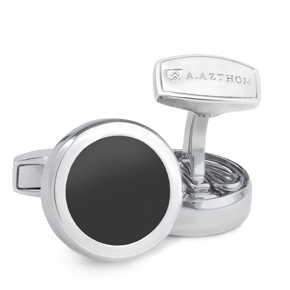 Classic Round Black Button Cover Cufflinks-Cufflinks.com.sg