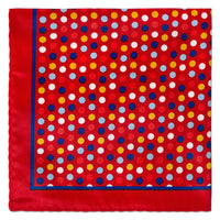 Colourful Bubble Dots Pocket Square in Red-Pocket Squares-MarZthomson-Cufflinks.com.sg