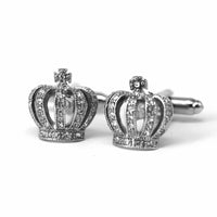 Crown Crystal Blue and White Crystal Cufflinks-Crystal Cufflinks-MarZthomson-Crown Clear Crystal-Cufflinks.com.sg