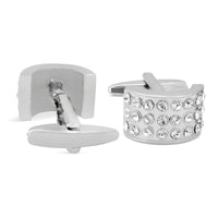 Clear Crystal D-Shaped Cufflink-Cufflinks.com.sg