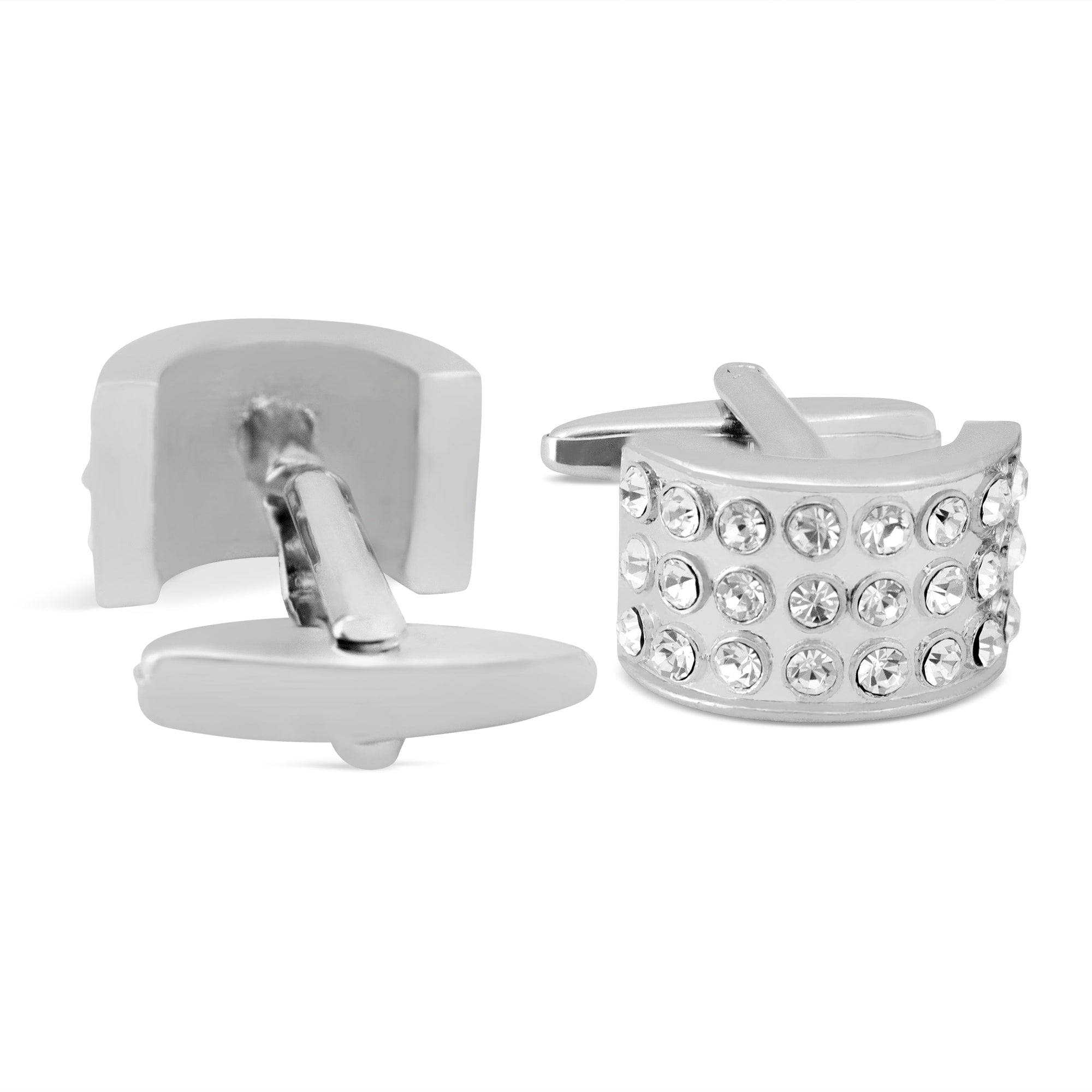 Clear Crystal D-Shaped Cufflink-Cufflinks.com.sg