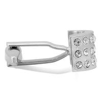 Clear Crystal D-Shaped Cufflink-Cufflinks.com.sg