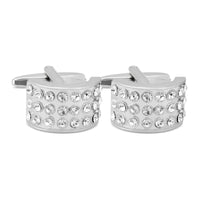 Clear Crystal D-Shaped Cufflink-Cufflinks.com.sg