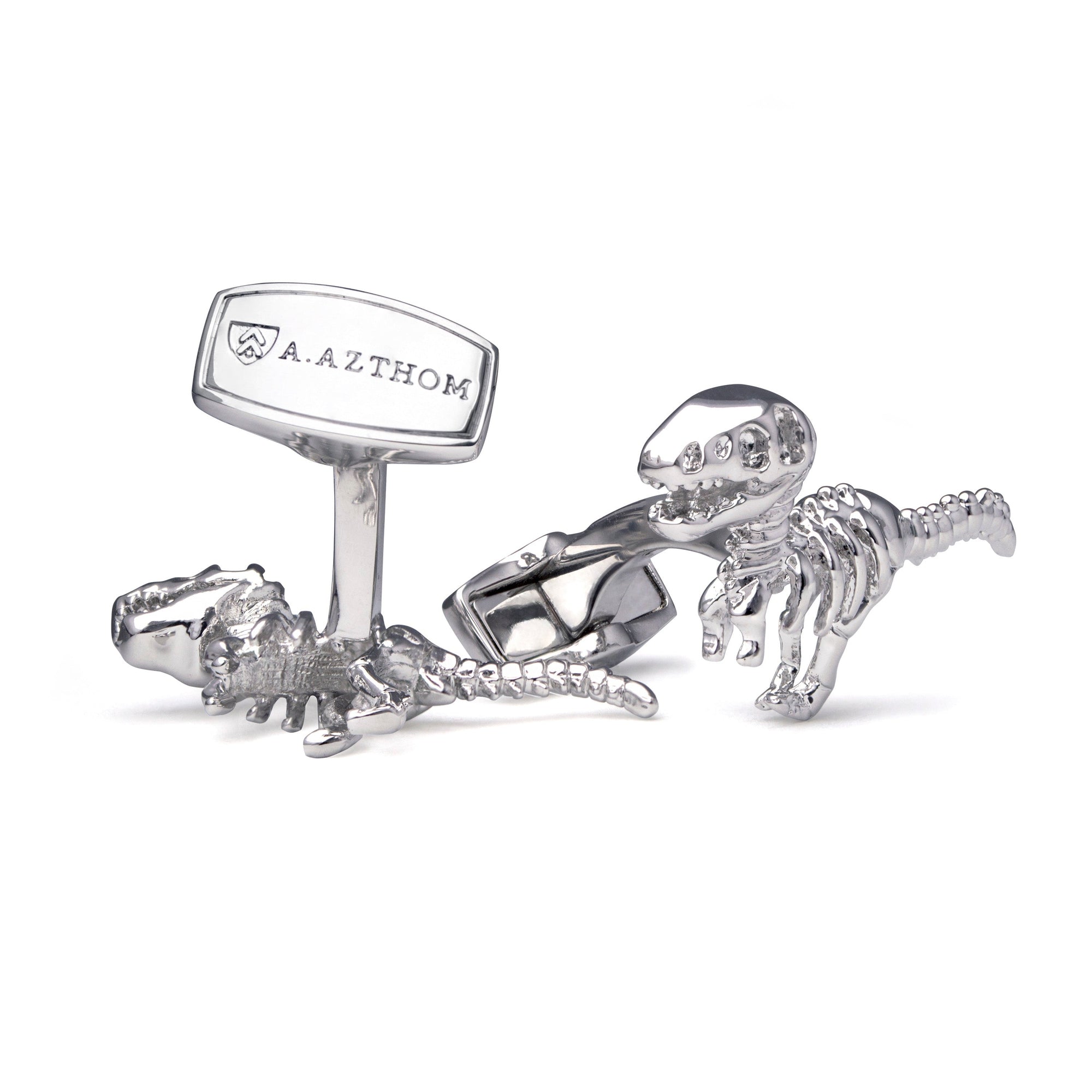 Dinosaur Bone in Silver Cufflinks-Cufflinks.com.sg