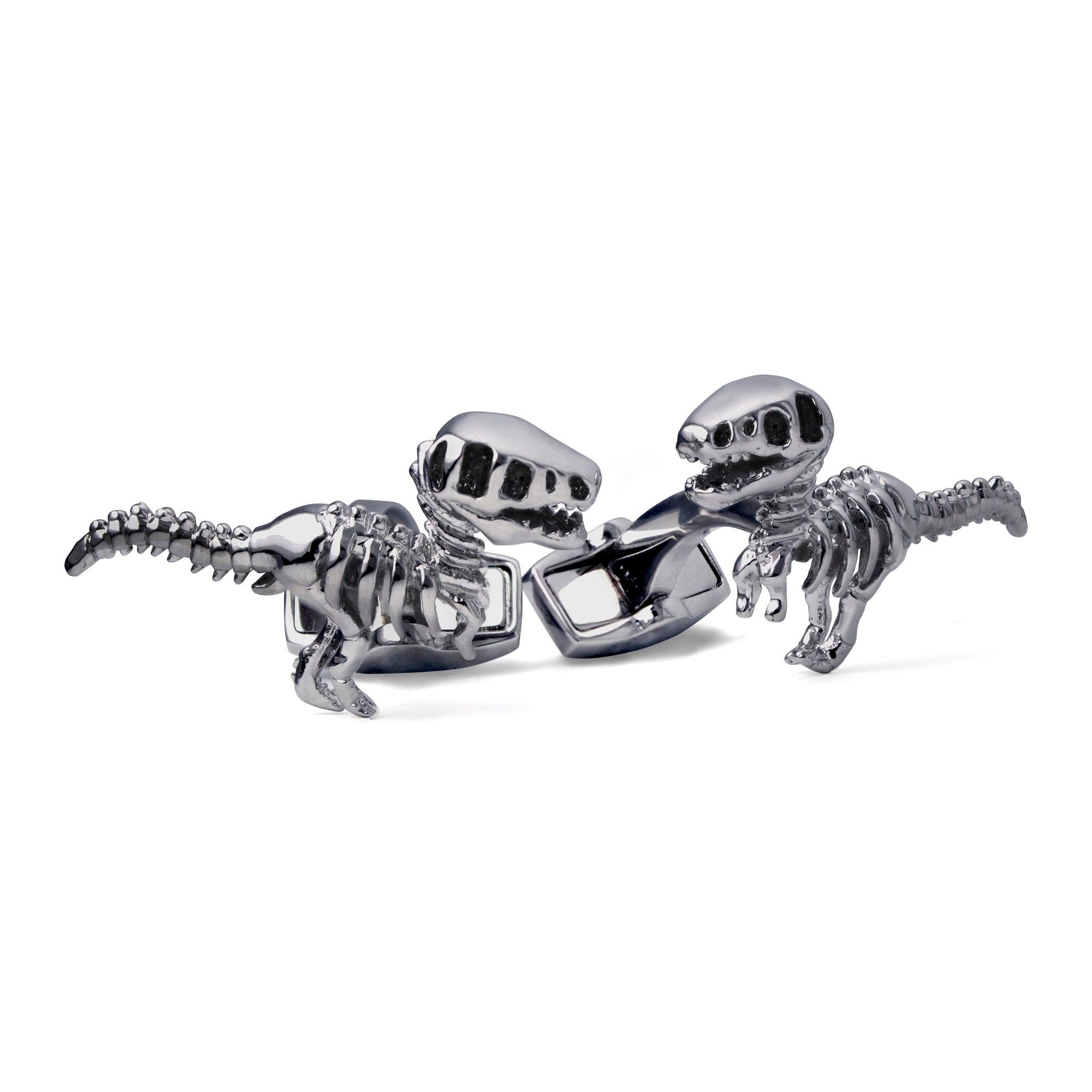 Dinosaur Bone in Silver Rustic Finish Cufflinks-Cufflinks.com.sg