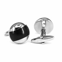 Dome Silver Black Onyx Cufflinks M-Cufflinks.com.sg