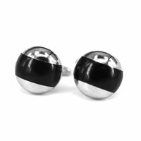Dome Silver Black Onyx Cufflinks M-Cufflinks.com.sg