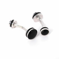Double drum black enamel Cufflinks-Classic Cufflinks-MarZthomson-Cufflinks.com.sg