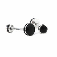 Double drum black enamel Cufflinks-Classic Cufflinks-MarZthomson-Cufflinks.com.sg
