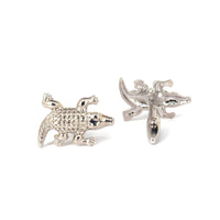 Fat Silver Alligator, Crocodile Cufflinks-Cufflinks.com.sg