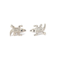 Fat Silver Alligator, Crocodile Cufflinks-Cufflinks.com.sg