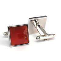Fiber Glass Orange Square Cufflinks A-Cufflinks.com.sg