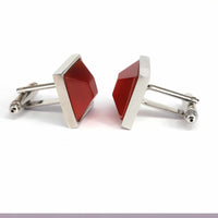 Fiber Glass Orange Square Cufflinks A-Cufflinks.com.sg