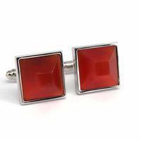 Fiber Glass Orange Square Cufflinks A-Cufflinks.com.sg