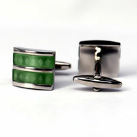Fiber Glass Rectangle cufflinks with Silver Inserts-Cufflinks.com.sg