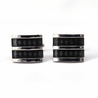 Fiber Glass Rectangle cufflinks with Silver Inserts-Cufflinks.com.sg