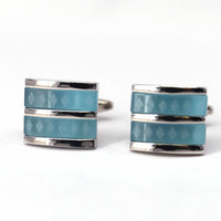 Fiber Glass Rectangle cufflinks with Silver Inserts-Cufflinks.com.sg